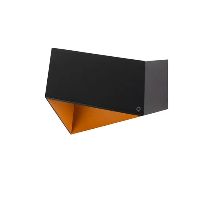 Design Wandleuchte Schwarz mit Goldener Innenseite - Fold
