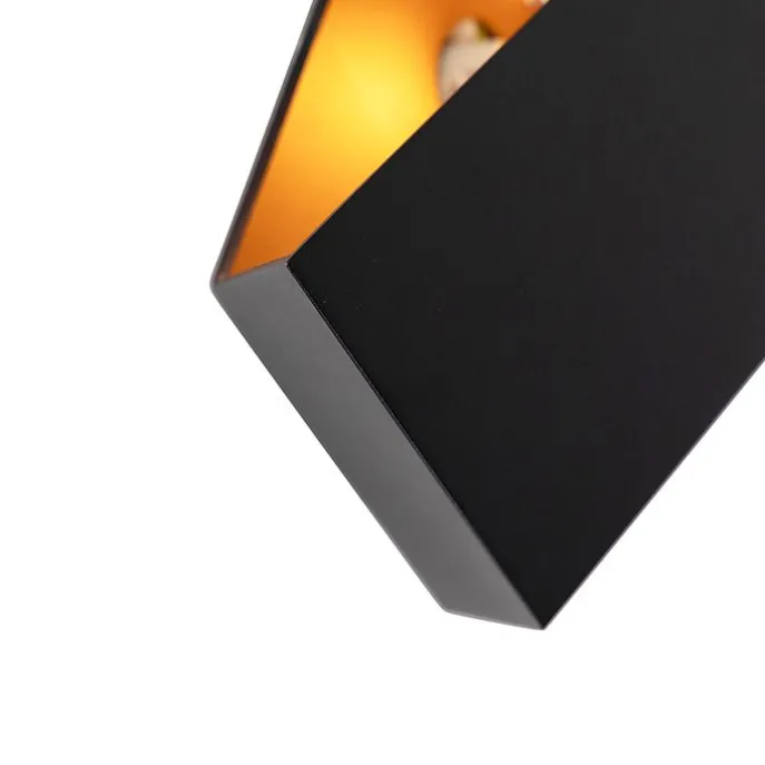 Design Wandleuchte Schwarz mit Goldener Innenseite - Fold