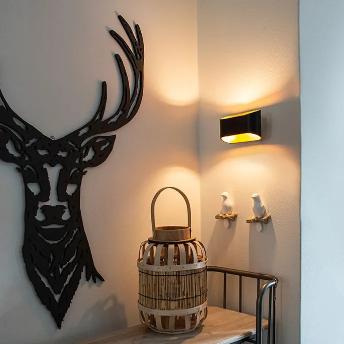 Design Wandleuchte schwarz mit Gold - Alone R.