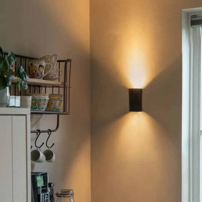 Design Wandleuchte Schwarz Rund GU10 50mm - Sabbir