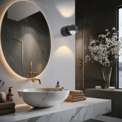 Design Wandleuchte Schwarz inkl. LED IP44 - Lens