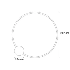Design Wandleuchte Schwarz 67cm inkl. LED 3-Stufen Dimmbar - Anello