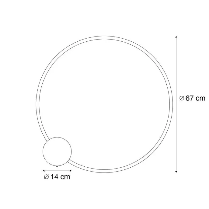 Design Wandleuchte Schwarz 67cm inkl. LED 3-Stufen Dimmbar - Anello