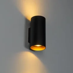 Design Wandleuchte Schwarz mit Gold GU10 50mm - Sab