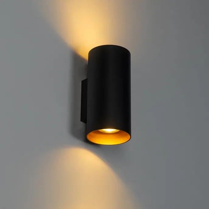 Design Wandleuchte Schwarz mit Gold GU10 50mm - Sab