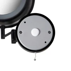 Design Wandspiegel schwarz inkl. LED verstellbar IP44 mit Zugschnur - Vicino