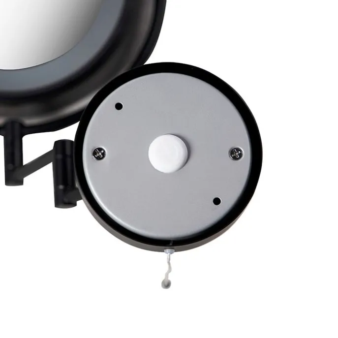 Design Wandspiegel schwarz inkl. LED verstellbar IP44 mit Zugschnur - Vicino