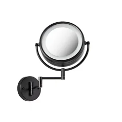 Design Wandspiegel schwarz inkl. LED verstellbar IP44 mit Zugschnur - Vicino