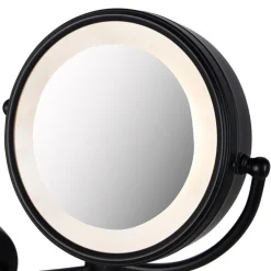 Design Wandspiegel schwarz inkl. LED verstellbar IP44 mit Zugschnur - Vicino