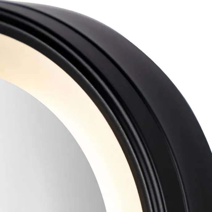 Design Wandspiegel schwarz inkl. LED verstellbar IP44 mit Zugschnur - Vicino