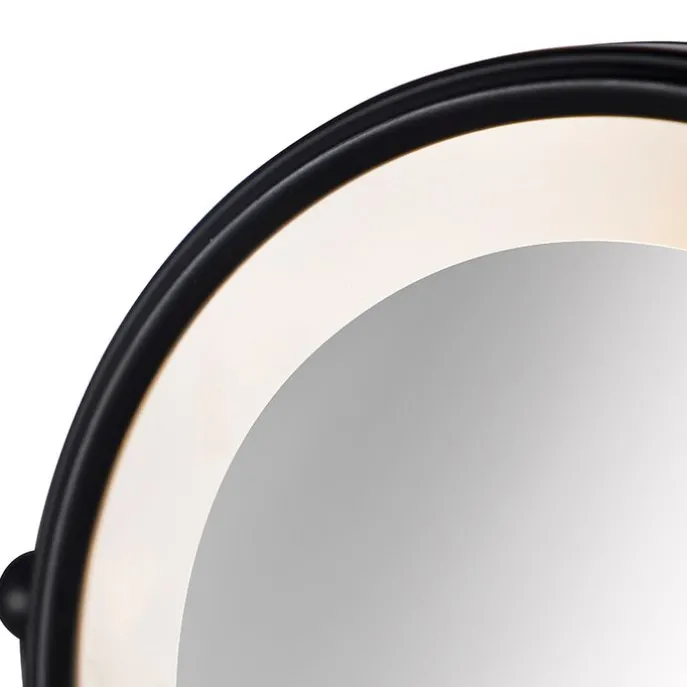 Design Wandspiegel schwarz inkl. LED verstellbar IP44 mit Zugschnur - Vicino