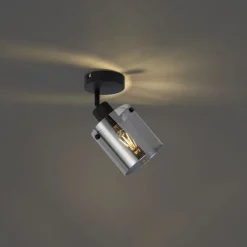 Design Wandstrahler schwarz mit Rauchglas - Domo