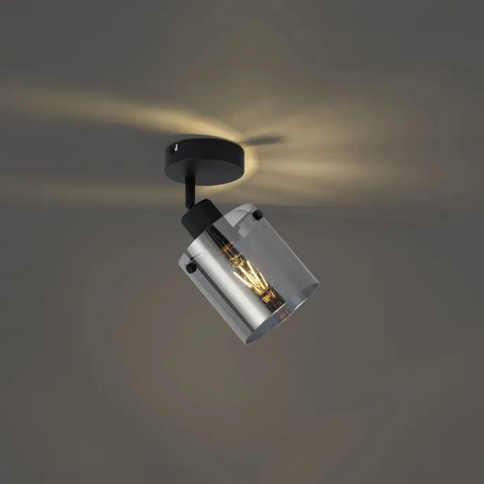 Design Wandstrahler schwarz mit Rauchglas - Domo