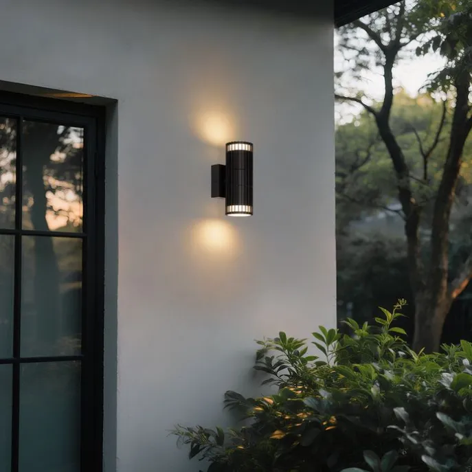 Design-Außenwandleuchte schwarz 2-Licht IP44 - Boris