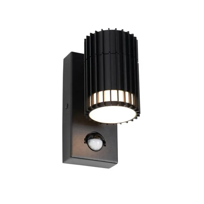 Design-Außenwandleuchte schwarz mit Bewegungssensor IP44 - Boris