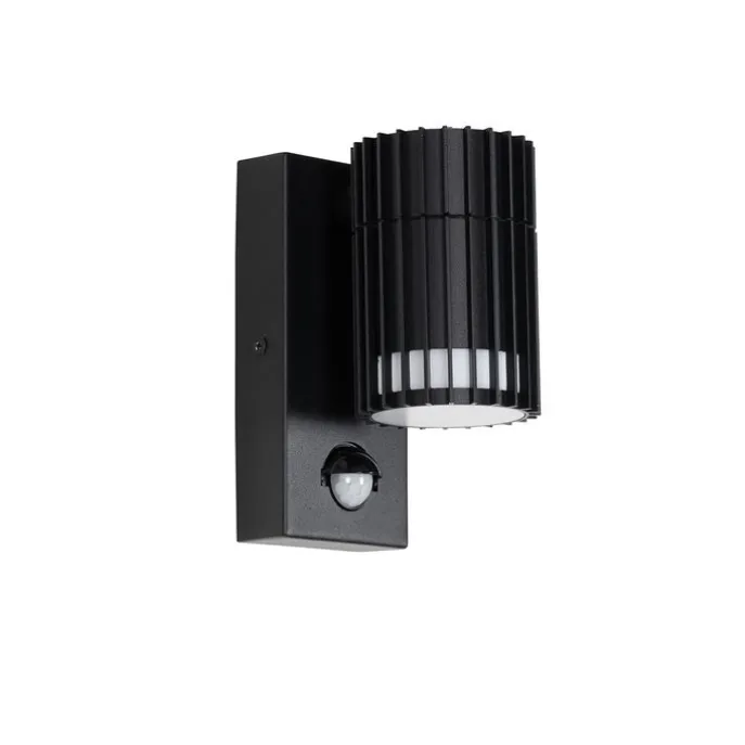 Design-Außenwandleuchte schwarz mit Bewegungssensor IP44 - Boris