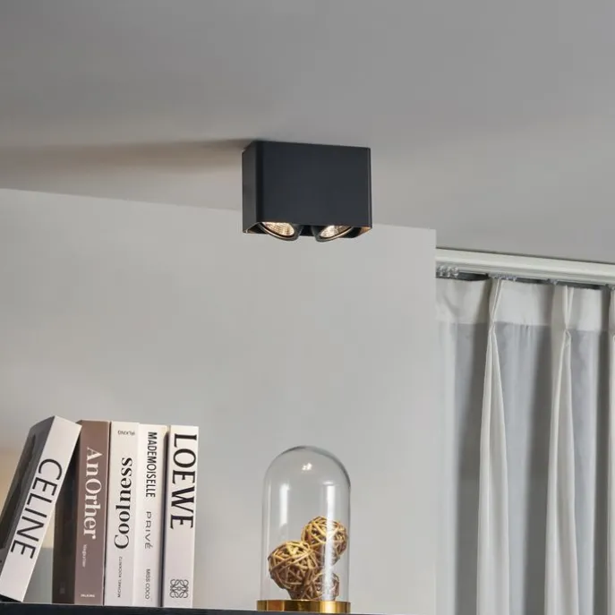 Design-Aufbaustrahler schwarz GU10 70mm 2-flammig dreh- und schwenkbar - Vox