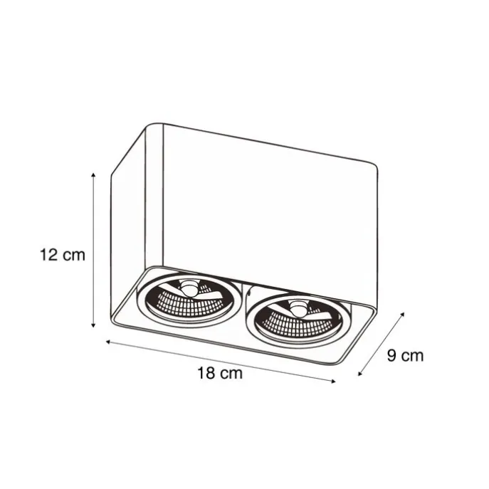 Design-Aufbaustrahler schwarz GU10 70mm 2-flammig dreh- und schwenkbar - Vox