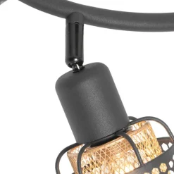 Design-Deckenleuchte Schwarz mit Gold 3-flammig rund - Noud