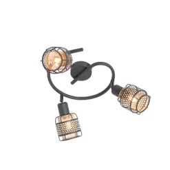 Design-Deckenleuchte Schwarz mit Gold 3-flammig rund - Noud