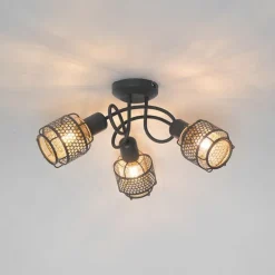 Design-Deckenleuchte Schwarz mit Gold 3-flammig - Noud