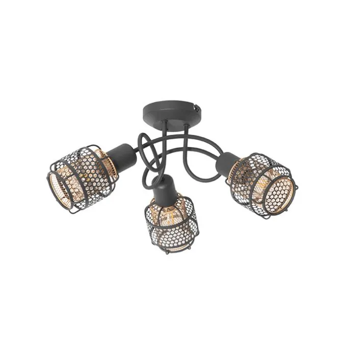 Design-Deckenleuchte Schwarz mit Gold 3-flammig - Noud