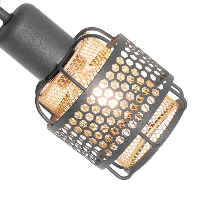 Design-Deckenleuchte Schwarz mit Gold 3-flammig - Noud