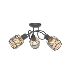 Design-Deckenleuchte Schwarz mit Gold 3-flammig - Noud