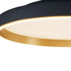 Design-Deckenleuchte schwarz mit Gold 60cm inkl. LED 3-Stufen-Schalter - Ingo