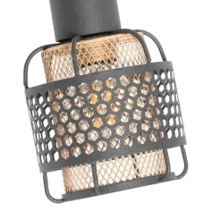 Design-Deckenleuchte schwarz mit goldfarbenem 4-flammigem Rechteck - Noud