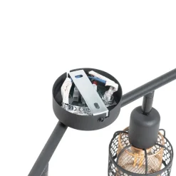 Design-Deckenleuchte schwarz mit goldfarbenem 4-flammigem Rechteck - Noud