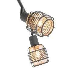 Design-Deckenleuchte schwarz mit goldfarbenem 4-flammigem Rechteck - Noud