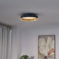 Design-Deckenleuchte schwarz mit Gold 40cm inkl. LED 3-Stufen-Schalter - Ingo