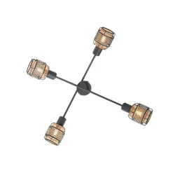 Design-Deckenleuchte Schwarz mit Gold 4-flammig - Noud