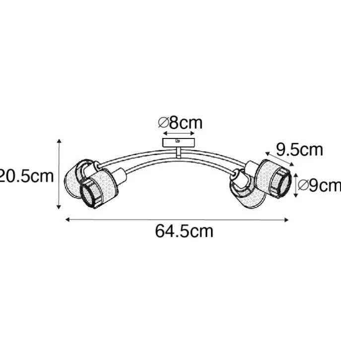 Design-Deckenleuchte Schwarz mit Gold 4-flammig - Noud