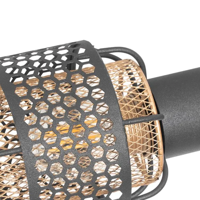 Design-Deckenleuchte Schwarz mit Gold 4-flammig - Noud