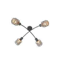 Design-Deckenleuchte Schwarz mit Gold 4-flammig - Noud