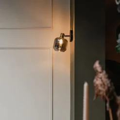 Design-Deckenspot Schwarz mit Gold mit Rauchglas - Zuzanna