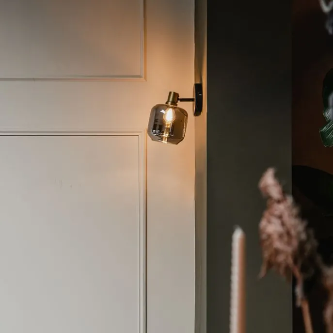 Design-Deckenspot Schwarz mit Gold mit Rauchglas - Zuzanna