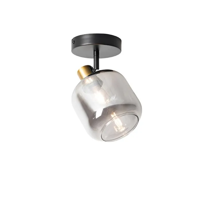 Design-Deckenspot Schwarz mit Gold mit Rauchglas - Zuzanna