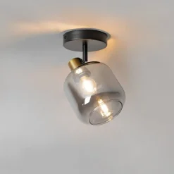 Design-Deckenspot Schwarz mit Gold mit Rauchglas - Zuzanna