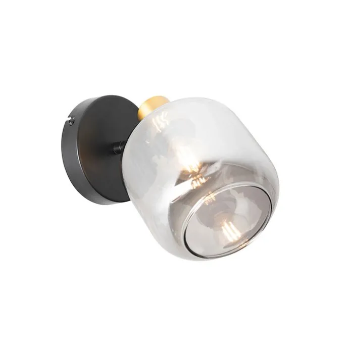 Design-Deckenspot Schwarz mit Gold mit Rauchglas - Zuzanna