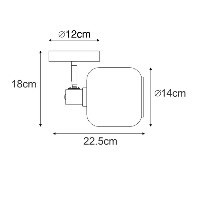 Design-Deckenspot Schwarz mit Gold mit Rauchglas - Zuzanna