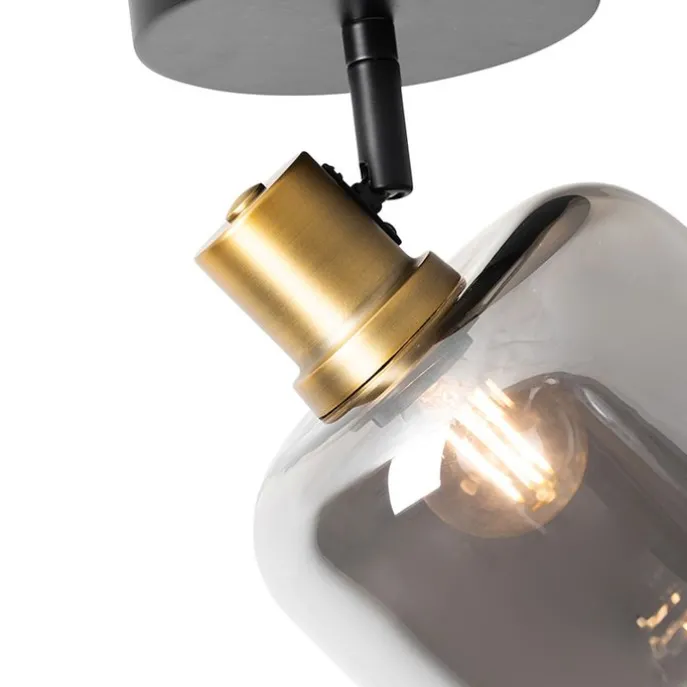 Design-Deckenspot Schwarz mit Gold mit Rauchglas - Zuzanna