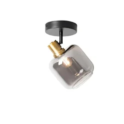 Design-Deckenspot Schwarz mit Gold mit Rauchglas - Zuzanna