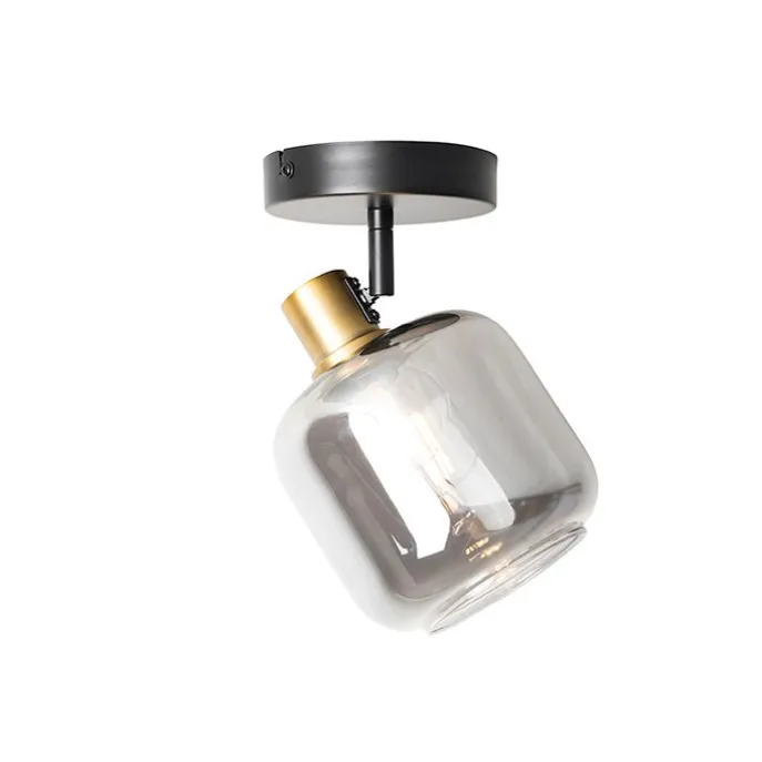 Design-Deckenspot Schwarz mit Gold mit Rauchglas - Zuzanna