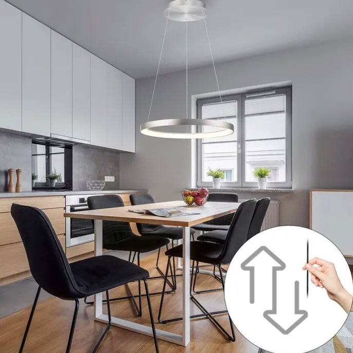 Design-Hängelampe Aluminium inkl. LED Dimmbar Easylift - Hoop