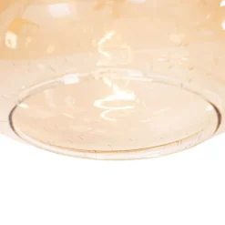 Design-Hängelampe schwarz mit Messing und braunem Glas 3 Lichter - Zuzanna