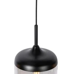 Design-Hängelampe schwarz mit Gold und Rauchglas 4-flammig - Kyan