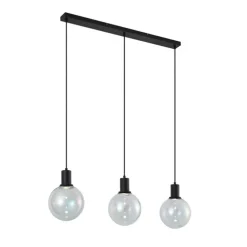 Design-Hängelampe schwarz mit Regenbogen-Glas rechteckig 3-flammig - Mallon